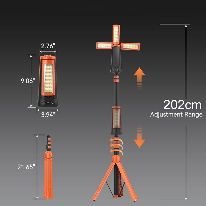 Легкі телескопічні складні ліхтарі з акумулятором 9000 мАг та 25 годинами автономної роботи