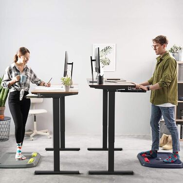 Стіл Flamaker з регульованою висотою, 2 двигунами та вантажопідйомністю 100 кг, каркас столу з електричним регулюванням висоти, ніжки столу з регульованою висотою та коробкою для кабельного управління, стіл на колесах (чорний)