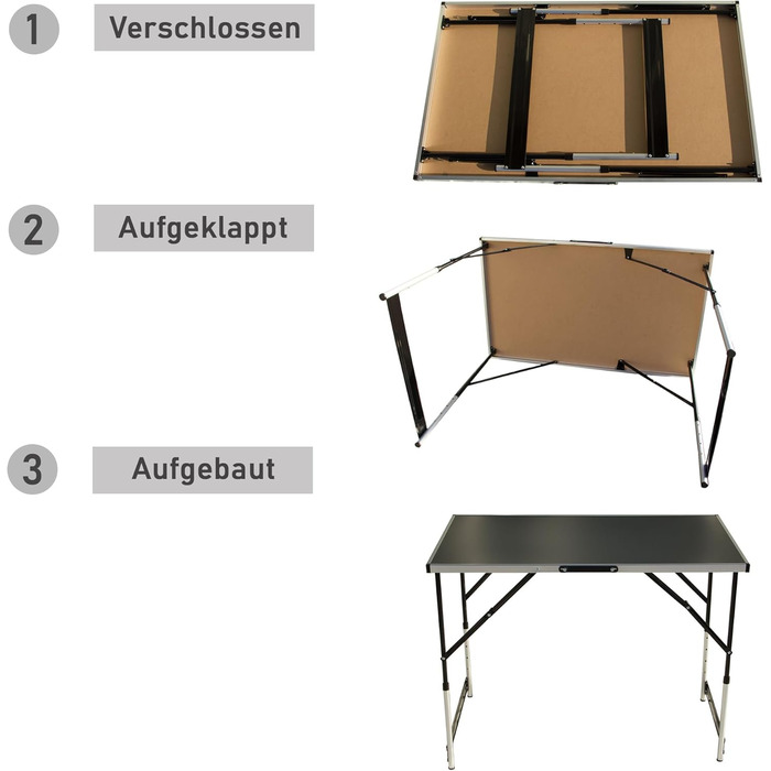 Складаний стіл для обклеювання шпалерами Lemodo чорного кольору Робочий стіл Регульований по висоті багатофункціональний стіл Стіл для блошиного ринку 100 x 60 см Багатофункціональний стіл, вантажопідйомність до 30,0 кг