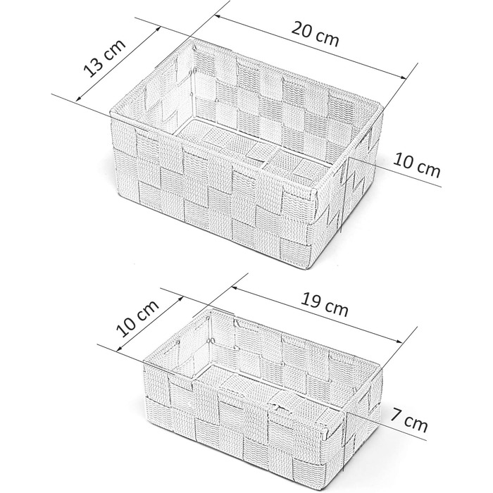 Набір кошиків для зберігання Lashuma з 2 предметів, розміри кошиків 19x10x7 см та 20x13x10 см, кошики для ванної кімнати, що штабелюються, колір чорний