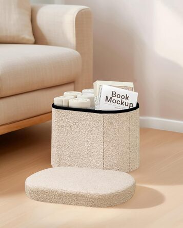 Лавка для зберігання Bonlife, Складана скриня для зберігання, Пуф для ніг, Love, для спальні, вітальні, коридору, Бежевий, 41 x 31 x 31 см (Бежевий 41Г x 31Ш x 31В см)