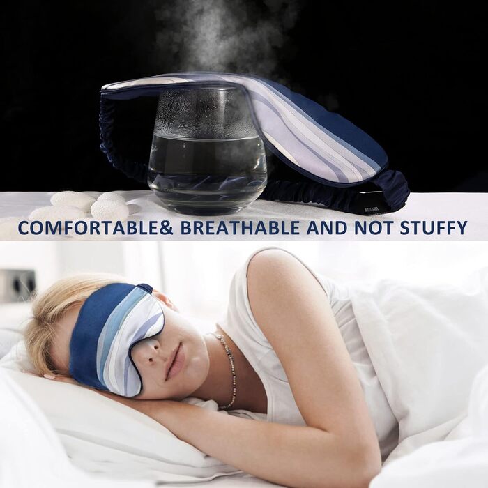 Маска для сну з шовкового шовку, синя