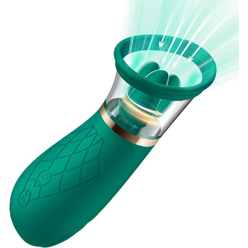 Вібраційна секс-іграшка FIDECH для жінок, стимулятор клітора для неї з 4 режимами всмоктування, 5 режимів язика, вібратор, що обертається на 360, вібратор для язика, секс-іграшка для пар, екстремальна секс-іграшка, зелений