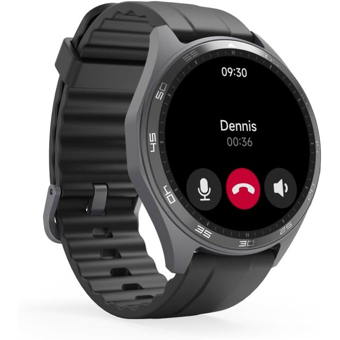 Розумний годинник Hama (кольоровий AMOLED-дисплей 1,43 дюйма, GPS, функція телефону, водонепроникний, WhatsApp, голосовий помічник, трекер сну, 110 спортивних режимів плани тренувань, крокомір, пульсометр, калорії тощо) чорний