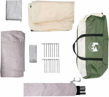 Сімейний намет vidaXL з дахом та вентиляцією, поліестер та сталь, просторий, зелений, 10 осіб