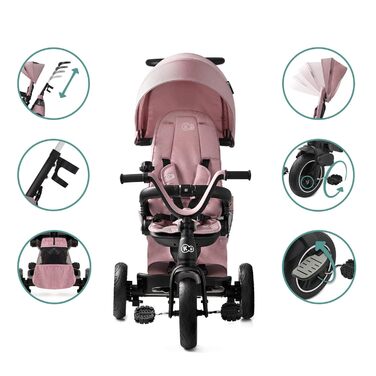 Триколісний велосипед EASYTWIST, дитячий триколісний велосипед, беговел, з аксесуарами, вікно на даху, ремені безпеки, поворот на