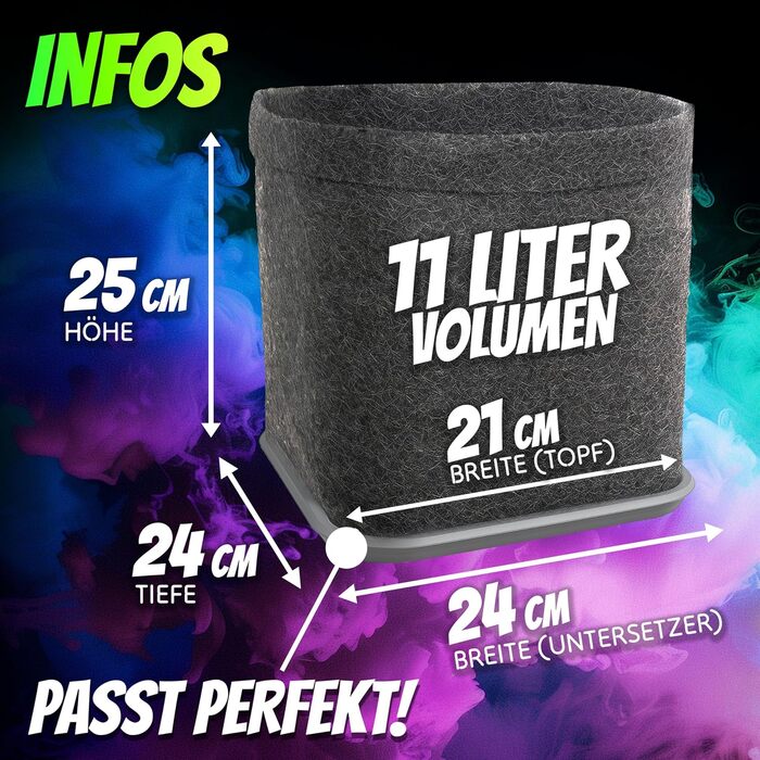 Горщики для рослин з блюдцями та без них у наборі, квадратні фетрові горщики об&39ємом 11 л кожен, тканинні горщики для вирощування та культивування рослин, 3 фетрових горщики з блюдцями