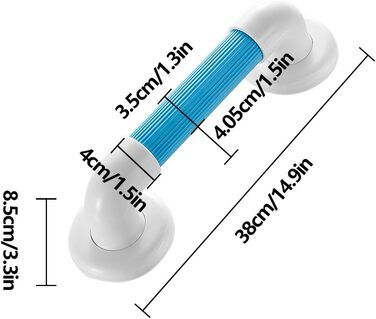 Поручні для ванни та душу, Безпечні поручні для ванної кімнати з обмеженими можливостями, Поручні з нержавіючої сталі, Поручні для літніх людей, Поручні (Bianco, 38 см/14,9 дюйма) 38 см/14,9 дюйма Bianco