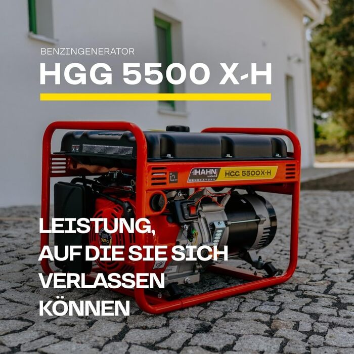 Бензиновий генератор потужністю 5 кВт Тихий генератор з автоматичним регулюванням напруги (AVR) Бак 18 л До 9,2 годин (при 50 навантаженні) роботи для комерційного та приватного використання, 96 дБ/А Бензиновий генератор потужністю 5 кВт