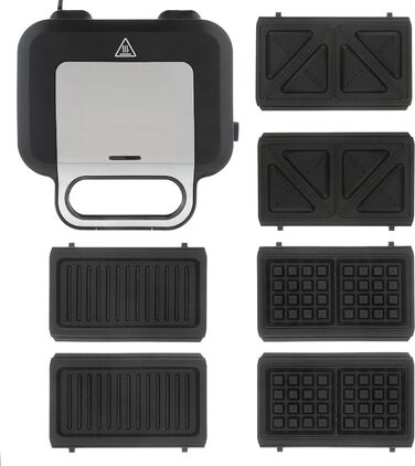 Багатофункціональний прилад Russell Hobbs 3-в-1 бутербродниця, вафельниця, контактний гриль Творіння (можна мити в посудомийній машині, тарілки з антипригарним покриттям і дуже глибокі пластини, без бісфенолу А) 26810-56