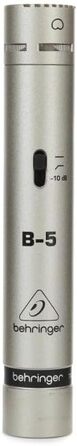 Студійний конденсаторний мікрофон Behringer B-5 з позолоченою мембраною та 2 змінними капсулями, сріблястий