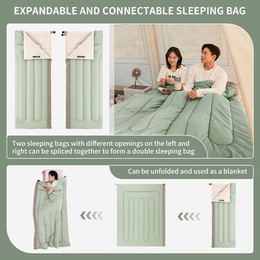 Спальний мішок Naturehike, ідеальний для дорослих та дітей, водонепроникний, легкий, з ковдрою, спальний мішок на 3-4 сезони для кемпінгу, подорожей, активного відпочинку на свіжому повітрі, 190 x 75 см, зелений, лівий