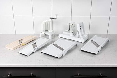 Спіральний різак Benriner BN-8W, ABS пластик без бісфенолу А, білий, горизонтальний спіральний різак 25,5 см x 14 см x 10,5 см