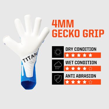 Воротарські рукавички T1TAN Alien 2.0 для дорослих, унісекс, професійна рукоятка 4 мм - різні розміри та кольори Alien Gravity Blue 2.0 10