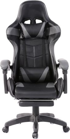 Ігрове крісло VDD Cyclone з підставкою для ніг - Офісне крісло - Гоночне ігрове крісло - Сірий/чорний