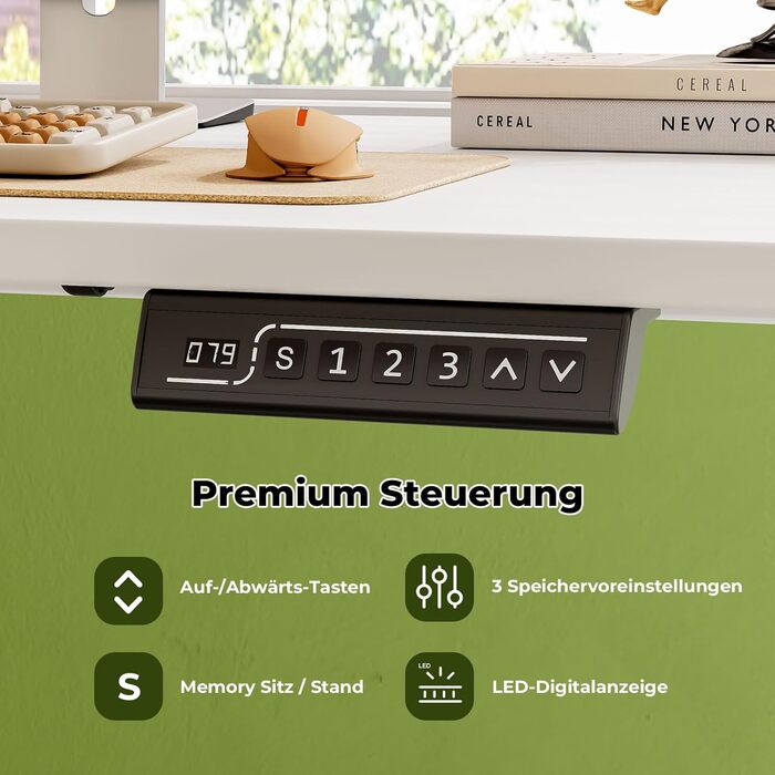 Стіл з регульованою висотою 88 x 50 см, цільна стільниця, електричний стіл з 4 колесами для роботи сидячи та стоячи, невеликий комп&39ютерний стіл для домашнього офісу, білий, ДСП, 88 x 50 см