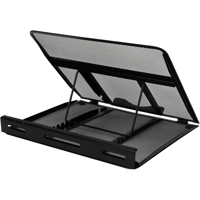 Підставка для ноутбука Storeo Basics з вентиляцією, регульована, ергономічна, сумісна з ноутбуками до 17,3 дюймів (43,9 см), розміри 33 x 28.7 x 18.5 см, чорного кольору