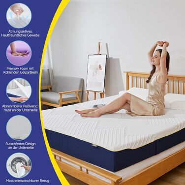 Матрац 90x200 Матрац з пінополіуретану заввишки 25 см Матрац з холодної піни Ортопедичний матрац, що згортається в рулон Сертифіковано Oeko-Tex Рівень жорсткості H3 Матрац з пінополіуретану з ефектом пам&39яті З чохлом, знімний та пральний Висота 25 см 90