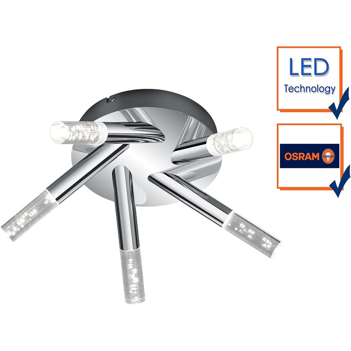 Стеля LED-світильник Trio Bolsa 682410506, метал хром, 5 шт. 3.1 Вт