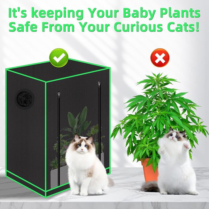 Гроубокс 55x40x65 см з оглядовим вікном, піддоном, вентиляційним отвором та виходом для кабелів (Чорний, Поліестер)