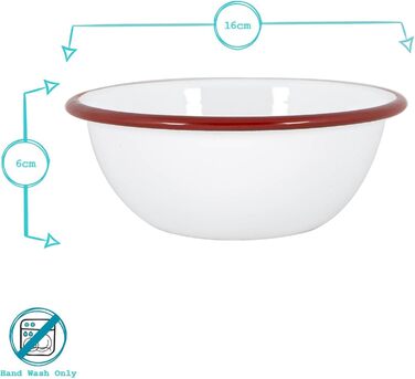 Аргонові столові прибори Білі емальовані миски - 16 см - 6 кольорів