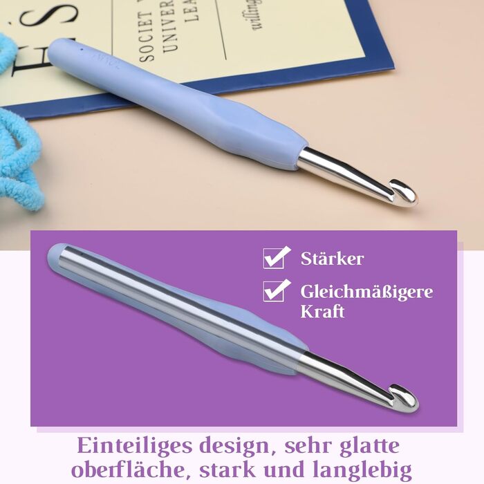 Гачки для вязання Riddur з 2 шт., розмір 5,0 мм/7,0 мм, надзвичайно гладкі, ергономічна рукоятка для рук, хворих на артрит, мякий гачок для вязання гачком для початківців і любителів вязати гачком своїми руками (довільний колір)