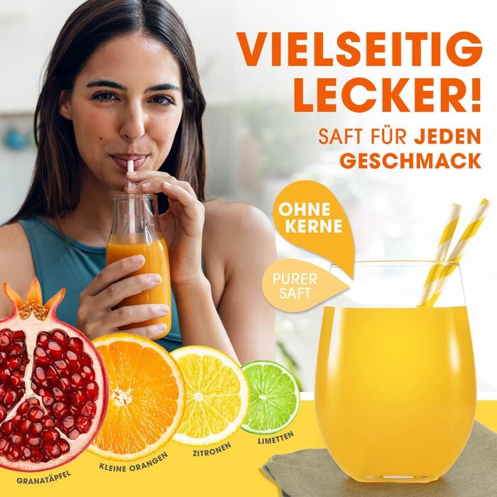 Соковижималка з нержавіючої сталі Lumaland Високоякісна, дуже тиха, ручна соковижималка для цитрусових Стильна ручна соковижималка