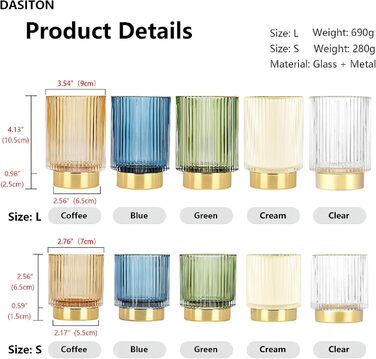 Органайзер для пензлів для макіяжу DASITON, золотий косметичний органайзер, скляний органайзер для пензлів, тримач для косметичних пензлів, тримач для пензлів для макіяжу, зберігання пензлів для спальні, ванної кімнати (кремовий розмір SL) SL кремовий