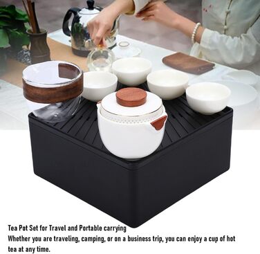 Чайний набір Luocute в китайському стилі кунг-фу, портативна керамічна чайничка та чашки з сумкою для подорожей, для дому, офісу, подарунок для активного відпочинку