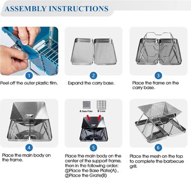 Портативна дров&39яна піч з нержавіючої сталі KAHEIGN, складна гриль-гриль для барбекю, нержавіюча сталь з сумкою для перенесення, кемпінгу, пікніків та барбекю