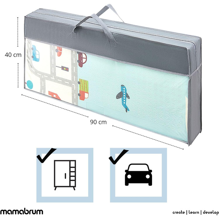 Дитячий ігровий килимок Mamabrum Ігровий килимок, 200 x 180 x 1.0 см, складний пінопластовий килимок Килимок для повзання Водонепроникний портативний підходить для дітей Нетоксичний килимок для підлоги Потовщений збільшений гори та дорога