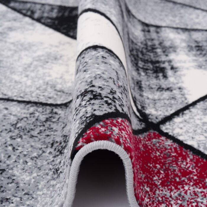 Дизайнерський килим Pergamon Сучасна вітальня Спальня Їдальня Короткий ворс Блискучий Сірий Червоний Магія Круглий 120 см Круглий