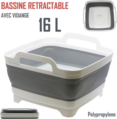 Висувна миска Cao 9 літрів для дорослих унісекс сіро-біла 30,5 x 30 см - В 20 см (розкрита) - В 7 см (складена)