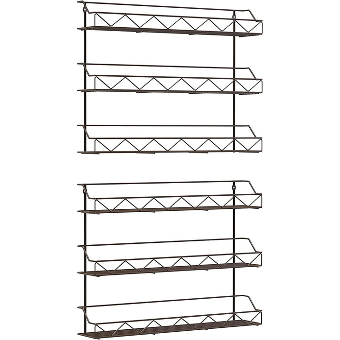 Настінні підставки для спецій Bomblap, набір з 2 шт. , великий органайзер для спецій для зберігання в банках, вузькі металеві, настінні підставки для спецій для кухонних стін або дверей шаф (чорні)