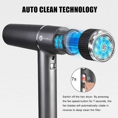 Фен з унікальним безщітковим двигуном Інтелектуальна діагностика несправностей Інноваційний мікрофільтр Технологія Oxy Active LED-дисплей Надлегкий, 268г, потужність 2000 Вт (Сірий)