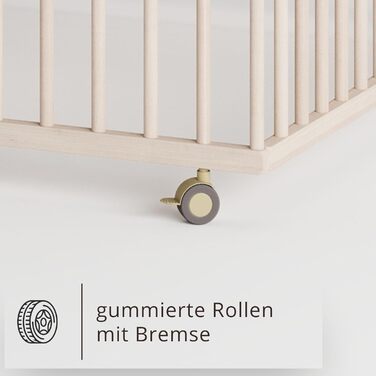 Дитяче ліжечко Smann 60x120 см - підходить від 0 до 4 років - на колесах та трансформується в дитяче ліжечко - система ременів безпеки та регулювання висоти для всіх ліжок - натуральний колір