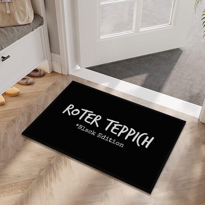 Забавний килимок для дверей з написом - Червона доріжка - Чорне видання - Голлівуд, Лос-Анджелес - Нековзний та миється - 60x40 см, 3
