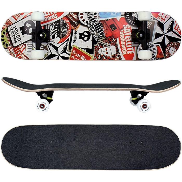 Скейтборд FunTomia з кульковими підшипниками ABEC-9, твердістю коліс 100A, 7-шаровим канадським кленом, сателіт кіктейл дека - повний комплект для трюків і стріт-катання