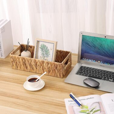 Плетені кошики для зберігання з ручками, комплект кошиків для ванної кімнати з 2 предметів з ротанга, плетені кошики з полицями ручної роботи, кошик для зберігання рушників та туалетного паперу, водяний гіацинт