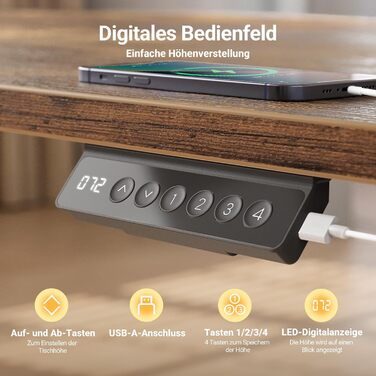 Рама столу Claiks з 2-моторним регулюванням висоти, електрична рама столу з USB-портом та кабельним лотком, рама столу з 4 налаштуваннями пам&39яті та 4 колесами, вантажопідйомність 100 кг, чорний колір