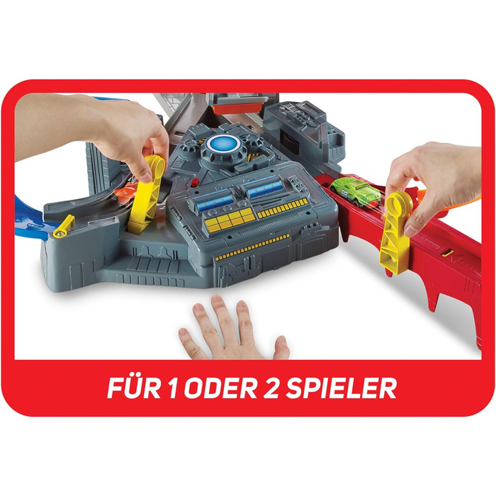 Гоночний трек Hot Wheels Mega Crash Super Track, з петляючими доріжками і поворотами, вкл. 1 іграшкову машинку і 2 пускових пристр