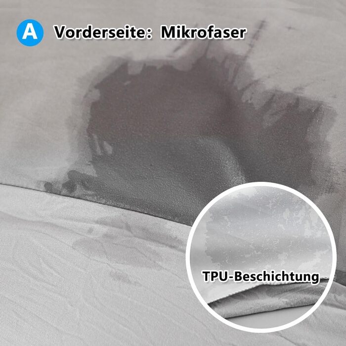 Водонепроникний підодіяльник, односторонній водонепроникний захисний чохол для дітей, людей похилого віку, домашніх тварин, собак, котів (сірий, 135 x 200 см) Сірий підодіяльник 135 x 200 см