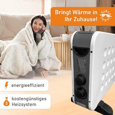 Портативний електричний обігрівач LEMODO - енергозберігаючий конвекторний обігрівач - електричний обігрівач з 2 рівнями потужності - безгазовий обігрівач - надійний електричний радіатор (1250 Вт / 2000 Вт) з таймером та функцією турбо