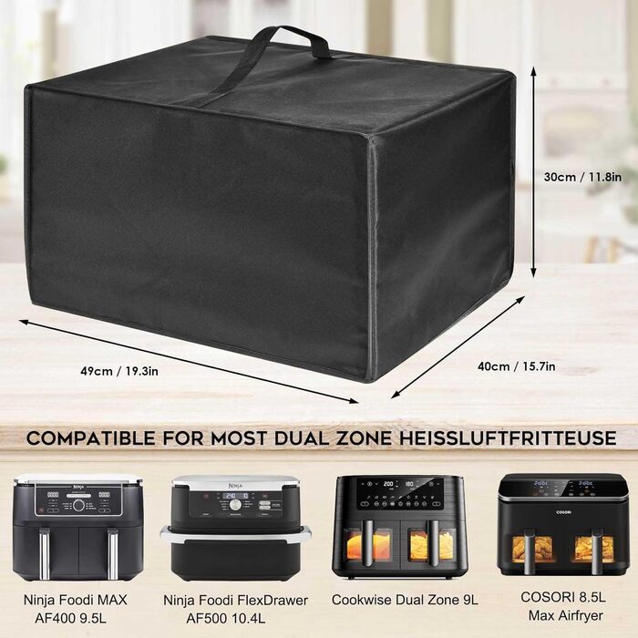 Термостійка водонепроникна пилонепроникна кришка для двозонної аерофритюрниці Ninja Foodi MAX AF400EUCP 9.5 л, AF500EU 10.4 л (чорна)