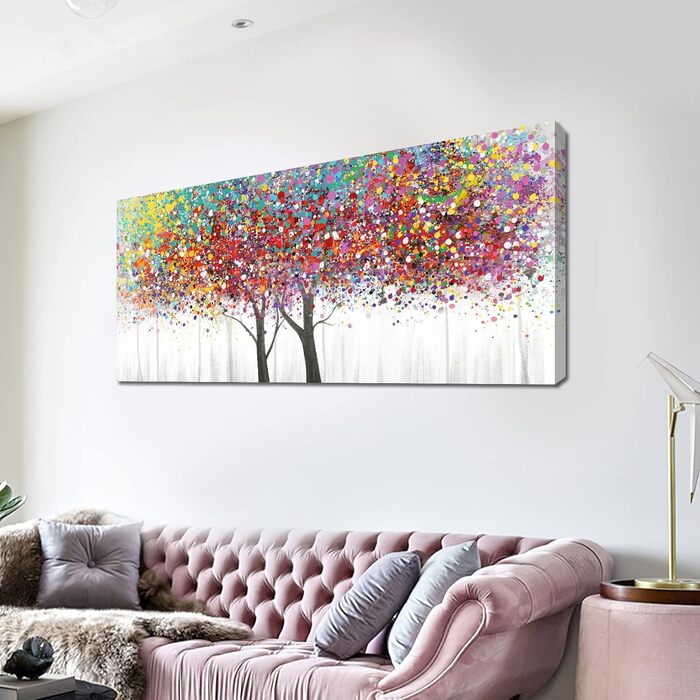 Барвисте дерево життя з рамкою Картини на полотні Червоне жовте дерево Картини на полотні Картини на полотні Картина на полотні Фо