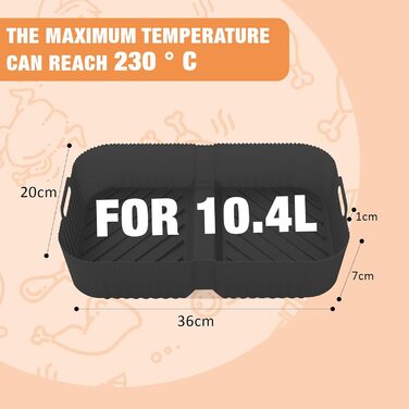 Аерофритюрниця Cathpetic Silicone Mold для Ninja Foodi Flexdrawer AF500EU.110.4L25.2L Ninja Af500 Silicone Mold Black, Ninja Foodi Flexdrawer Accessories Black-110.4L25.2L