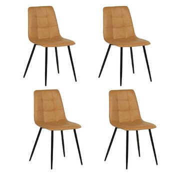 Обідні стільці EGGREE, комплект з 4 шт. , штучна шкіра, сучасний дизайн, м&39які, кухонні стільці, їдальня, вітальня, спальня, металеві ніжки, вантажопідйомність 150 кг, коричневий