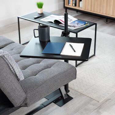 Поворотний стіл над диваном, стіл для ноутбука для віддаленої роботи, портативний крісло-реклайнер з регульованою висотою поворотного кронштейна, чорний, 51 см, 01C