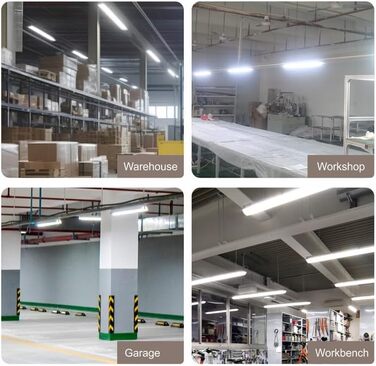 Світлодіодні трубки Qsmile 2 шт. 120 см, 32 Вт, 3550 лм, холодне біле світло, 6500 К ультратонкий світлодіодний вологозахищений світильник, простий в установці світлодіодний світильник для офісів, складів, гаражів, підвалів, майстерень