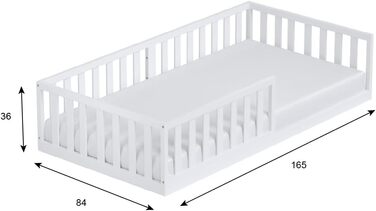 Дитяче ліжечко/бічне ліжко Love For Sleep 160x80 см, конструкція, зручна для дітей, дитяче підлогове ліжко White Florence, дитяче ліжко, дерев&39яне ліжко - Дитяче ліжко, ліжко-трансформер